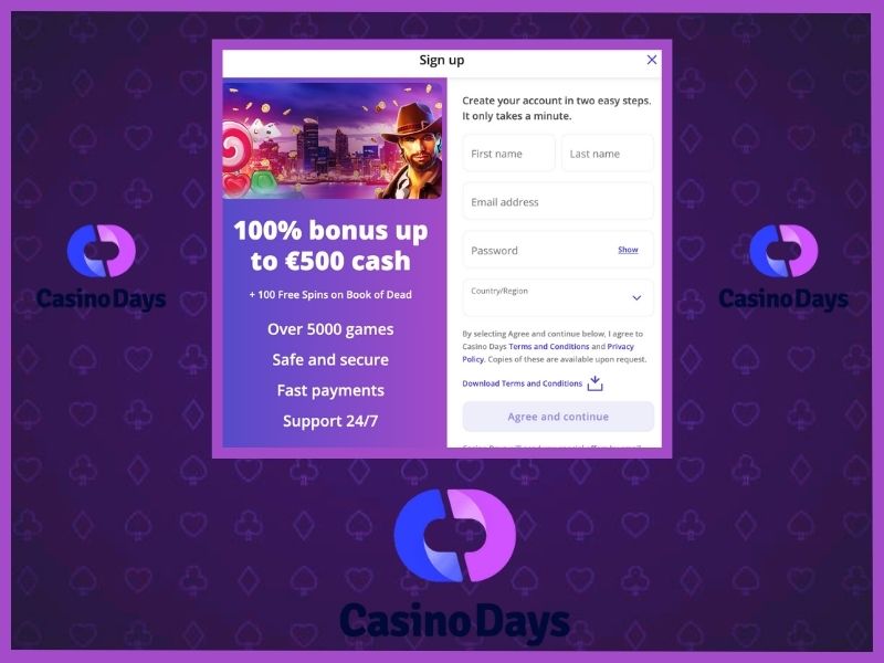 Registration in Casino Days