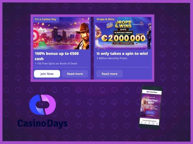 Bonuses at the Casino Days mob app