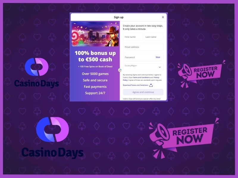 Casino Days registration: how to win real money